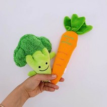 채소좋아 강아지 애착인형 바스락 삑삑이 장난감 2color, 브로콜리
