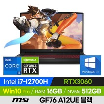 [사은품 증정!] MSI Sword GF76 A12UE 블랙 고사양 12세대 배그 롤 오버워치 17인치 게이밍 노트북 (코어i7-12700H/RTX3060), 코어i7, 512GB, 16GB, 윈도우10