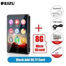 Ruizu M7 금속 MP3 플레이어 블루투스 5.0 내장 스피커 2.8 인치 대형 터치 스크린 전자 책 보수계 녹음 라디오 비디오, Bl Add 8G TF Card_16GB