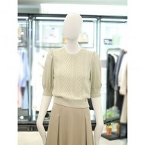 [ZOOC] 퍼프 소매 배색 라운드 라운드니트 V242KSK933
