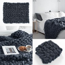 좋은마켓 왕 손뜨개 담요 다크네이비 80X100CM 블랑켓 침대블랭킷