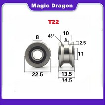 5 개몫 CNC TU22 8mm VU 그루브 풀리 베어링 T22 822.514.513.5mm V 그루브 롤러 휠 볼 베어링 T-U-22, M8X28 특수 볼트, 부티크 수준