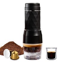 커피머신 휴대용 ​​커피 메이커 에스프레소 머신 핸드 프레스 캡슐 wer 휴대용 여행 및 피크닉, 검은색