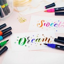 GW6D1B2D 수성펜 1세트 컬러 택1 트윈 6라 브러쉬 캘리그라피 예쁜글씨 캘라그라피 펜 붓글씨 FLOWER세트/S, FLOWER세트