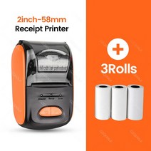 소기업용 미니 휴대용 감열식 블루투스 POS 프린터 58mm 무선 영수증 모바일, 02 Add 3Rolls Paper_01 EU 플러그