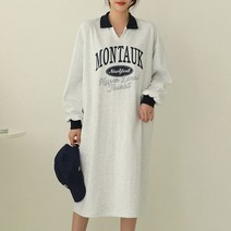 시크루즈 류카 카라 배색 레터링 캐주얼 원피스 BDOE873