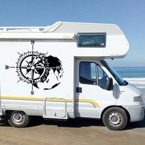 캠핑카 호환 대형 Rv 세계지도 나침반 자동차 트럭 스티커 데칼 탐색 모험 시간 여행 4x4 Offroad 캠핑 Motorhome Kids Room, [06] Green, [02] 100cmwidex94cmhigh