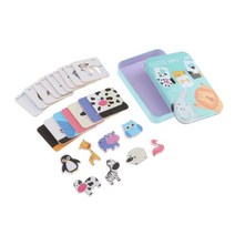 SJSHOP 어린이 영어 플래시 카드 포켓 카드 패턴 인식을 위한 교육 학습 유아 유아원 유치원, 카드 6.8x6.8cm, 나무, 동물