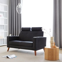 수오 피드 헤드레스트 소파 패브릭 /가죽 1인용 2인용 (FP_DP), 인조가죽 2인용(2669-2PU) 블랙