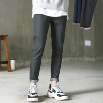 허벅스 남성용 9부 테이퍼드핏 생지 데님