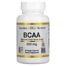 캘리포니아골드뉴트리션 BCAA 아지퓨어® 분지쇄 아미노산 500 mg 60 식물성 캡슐, 1개, 60개