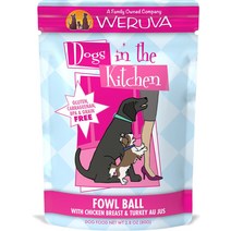 Weruva Dogs in the Kitchen 닭 가슴살을 곁들인 닭 공 터키 Au Jus 곡물 무첨가 강아지 사료 파우치 2.8온스 12강아지입