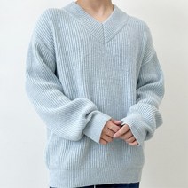 부드러운 파스텔톤 남성 브이넥 울혼방 겨울 니트 2색