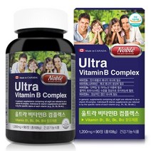 캐나다 직수입 노블 울트라 활력 비타민B 콤플렉스 108g, 8개, 90정