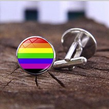 커프링크 찰스턴 커프스 버튼 커프 링크 넥타이 셔츠 LGBT 레인보우 프라이드 커프스 단추 남성용