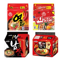 [위드박스] 봉지라면 멀티팩 4종(진라면매운5P+열라면5P+남자라면4P+틈새빨계떡5P), 4팩