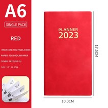 2023다이어리A6 의제 노트북 2023 영어 일정 도서 365 일 시간 관리 회의 일일 계획 책 가죽 노, 03 RED