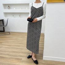 뷔스티에 레이어드 플라워 패턴 뷔에스트 봄 가을 끈나시 롱 원피스