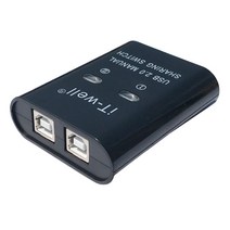 USB 프린터 공유 장치 2 in 1 아웃 프린터 공유 스위치 2 포트 설명서 KVM 스위치 스플리터 허브 변환기, 검은색