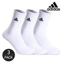 아디다스 남성 심플 무지 자수 중목양말 3P_WH, 3족세트_WH, FREE