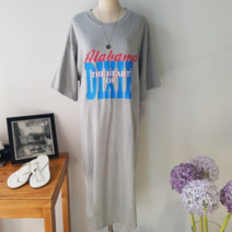 상상그이상 여성용 국내제작 더원 롱원피스 빅사이즈 영문 레터링 포인트 컬러 홈웨어룩 마실룩 코디