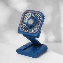 코끼리 휴대용 사각 손풍기 목에거는 목풍기 폰거치 선풍기 - 블루