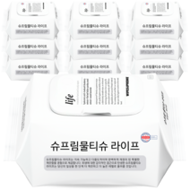 슈프림물티슈 라이프 프리미엄 저자극 아기물티슈 캡형, 10팩, 80매