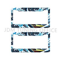 Ukiyo-e 블루 웨이브 번호판 프레임 JDM 스타일 자동차 레이싱 플라스틱 커버 범용 액세서리 2 개, Blue Wave(2 pcs)