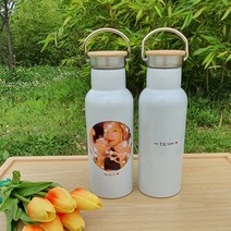 머그프리 포토텀블러제작 500ML 밀크 손잡이 가벼운 스텐 이중 차량용 커플 텀블러 만들기, 화이트+선물용상자