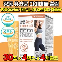식약처인증 탄수화물 지방 억제 도움 다이어트 슬림 유산균 HCA 가르시니아 가르시아 가르니시아 캄보디아 감보지아 추출물 이산화규소없는 프로바이오스틱 유상균 유신균 분말 가루 스틱, 30포X4박스(4개월분)