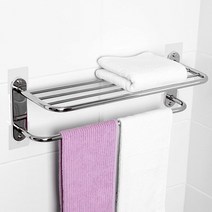 아이엔 무타공 접착 ST 2단수건선반W 욕실선반 욕실수납장 수건걸이 수건선반, 1개