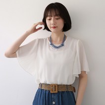 [웬디즈갤러리]핑블루 이중 쉬폰 블라우스 JBL104