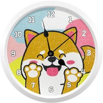 기분 좋은 시바 강아지(벽시계) 보석십자수 23.5x23.5, 단품