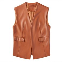 여성 가죽 조끼 오토바이 전문 민소매 클래식 재킷