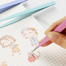 다용도 만들기 다이어리 섬세한 작품 다꾸핀셋 사무 집게 뾰족 정밀 예술 작업 DIY 공방, 본상품선택, 핑크(곡선형)1P, 핑크(일자형)1P