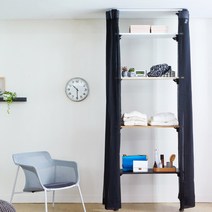 이지온 국민튼튼 행거 EO-S214WOOD 스탠드 옷걸이 2단 폴 시스템 우드 선반 커튼, 화이트