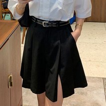 여자 앞트임 플레어 정장반바지 오피스룩 정장룩 코디
