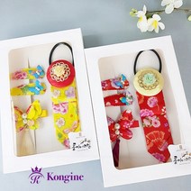 KC인증) 꽃나비 한복 머리핀 댕기 세트/배씨머리핀/한복핀