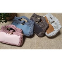 [코바늘DIY패키지] 오플가죽 미니백 크로스백 핸드백 가방뜨기 만들기 숄더백 뜨개가방, 302 베이지(샘플색상), 베이비핑크