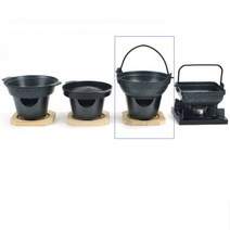 1인용 미니 원형 전골화로세트 샤브냄비 나무화로 나베 혼밥 국내산