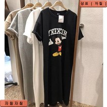 자칠 여성 루즈핏 반팔 티 원피스
