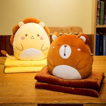 HND 캐릭터 동물 모양 쿠션 담요 SET 귀여운 따뜻한 학생 극세사 여학생