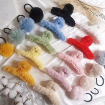 밍크 집게핀 퍼 머리끈