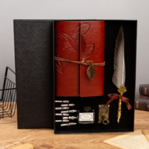 디작소 5종 깃털 만년필 노트세트 선물용 병잉크 퀼펜, free, one color