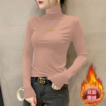 폴라넥 이너셔츠 두꺼운 양면 후라이스 롱슬리브티 겨울 가을 상의 2022 년 트렌드 4982135762