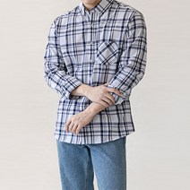 스타일에스 남성 빅사이즈 옥스포드 포켓 체크 셔츠 봄 여름 가을 긴팔 남방 와이셔츠