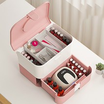 TANC네일아트 정리함 2단 박스 메니큐어 보관, 핑크, 1개