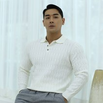 보스트핏 남자 머슬핏 케이블 단추카라 니트 4color