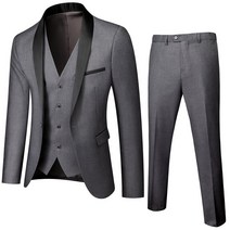 드라이슈트 웻슈트 조끼 심플한 우아한 패션 인터뷰 신사 슬림한 3 피스 슈트, 32.Dark Gray - XL