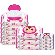 순둥이 유아물티슈 베이직 80매 캡형 8p + 프리미엄 엠보싱 20매 휴대용 4p, 3세트